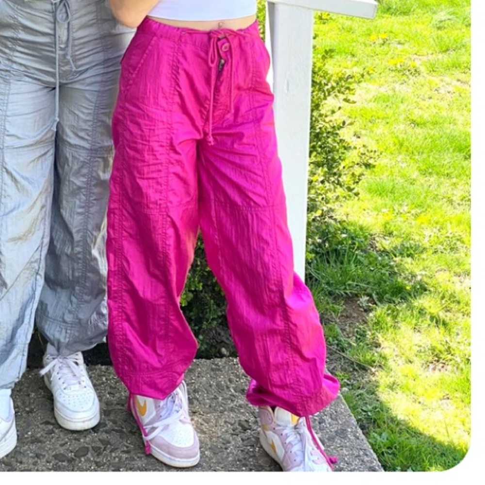 Katie J Gwen Hot Pink Parachute Pants XL NWT